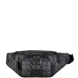 Coach Signature Body Bag Waist Black PVC Leather Women's COACH