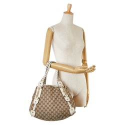 Gucci GG Canvas Horsebit Tote Bag Shoulder 162900 Beige White Leather Women's GUCCI