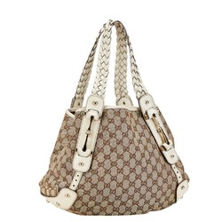 Gucci GG Canvas Horsebit Tote Bag Shoulder 162900 Beige White Leather Women's GUCCI