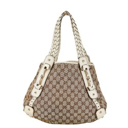 Gucci GG Canvas Horsebit Tote Bag Shoulder 162900 Beige White Leather Women's GUCCI