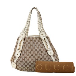 Gucci GG Canvas Horsebit Tote Bag Shoulder 162900 Beige White Leather Women's GUCCI