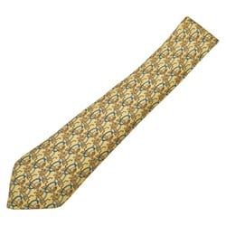 Hermes Animal Print Tie Yellow Multicolor Silk Men's HERMES