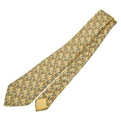 Hermes Animal Print Tie Yellow Multicolor Silk Men's HERMES