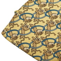 Hermes Animal Print Tie Yellow Multicolor Silk Men's HERMES