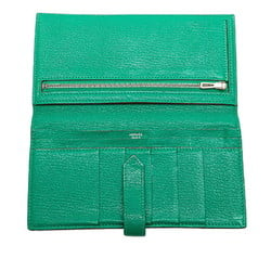 Hermes Bearn Soufflet P hardware long wallet green chevre ladies HERMES