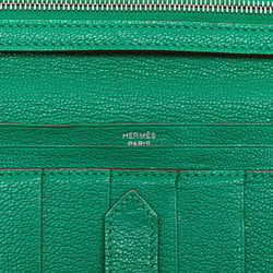 Hermes Bearn Soufflet P hardware long wallet green chevre ladies HERMES