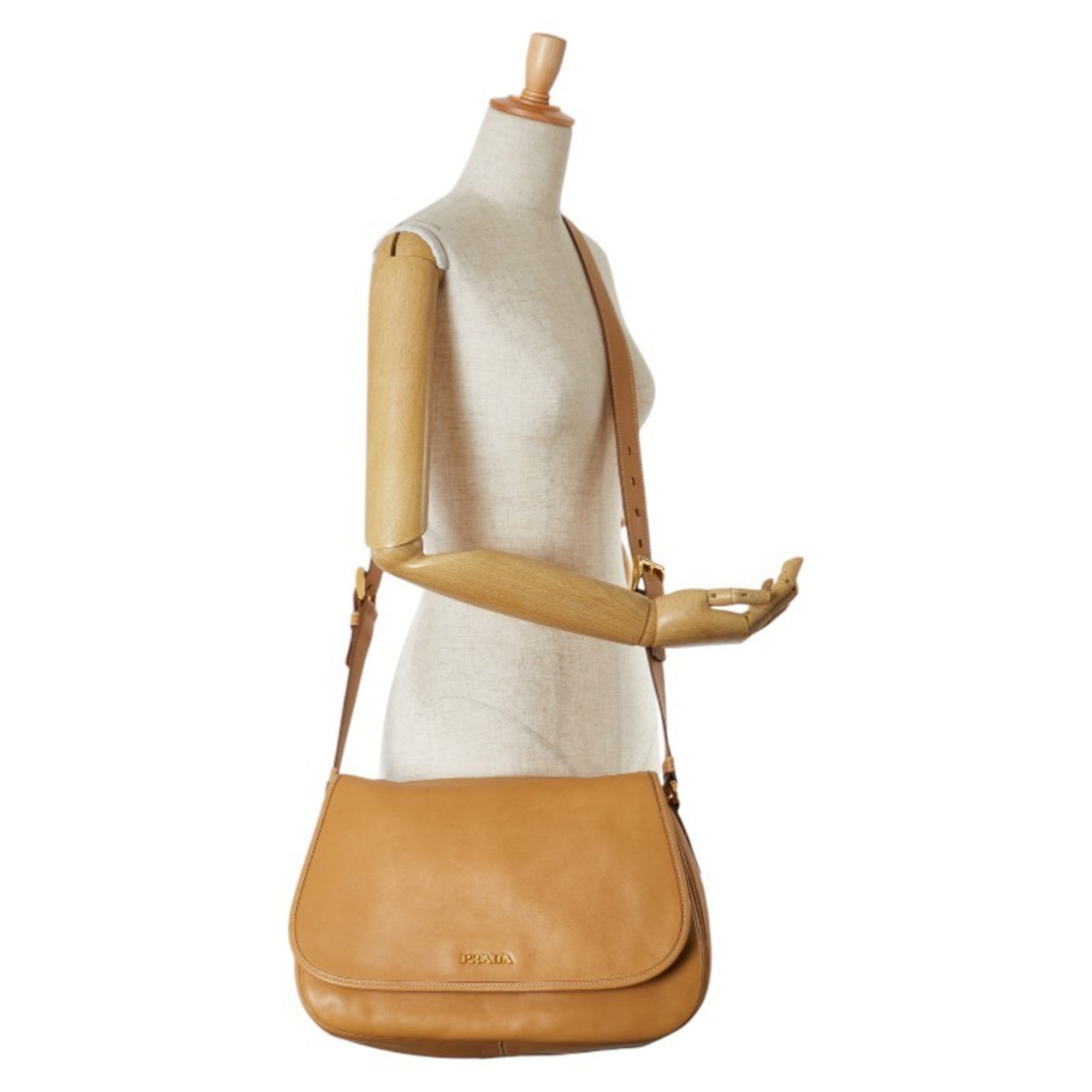 Prada shoulder bag beige leather women's PRADA