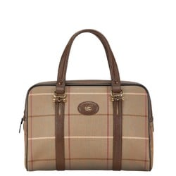 Burberry Check Shadow Horse Handbag Tote Bag Beige Brown Canvas Leather Women's BURBERRY