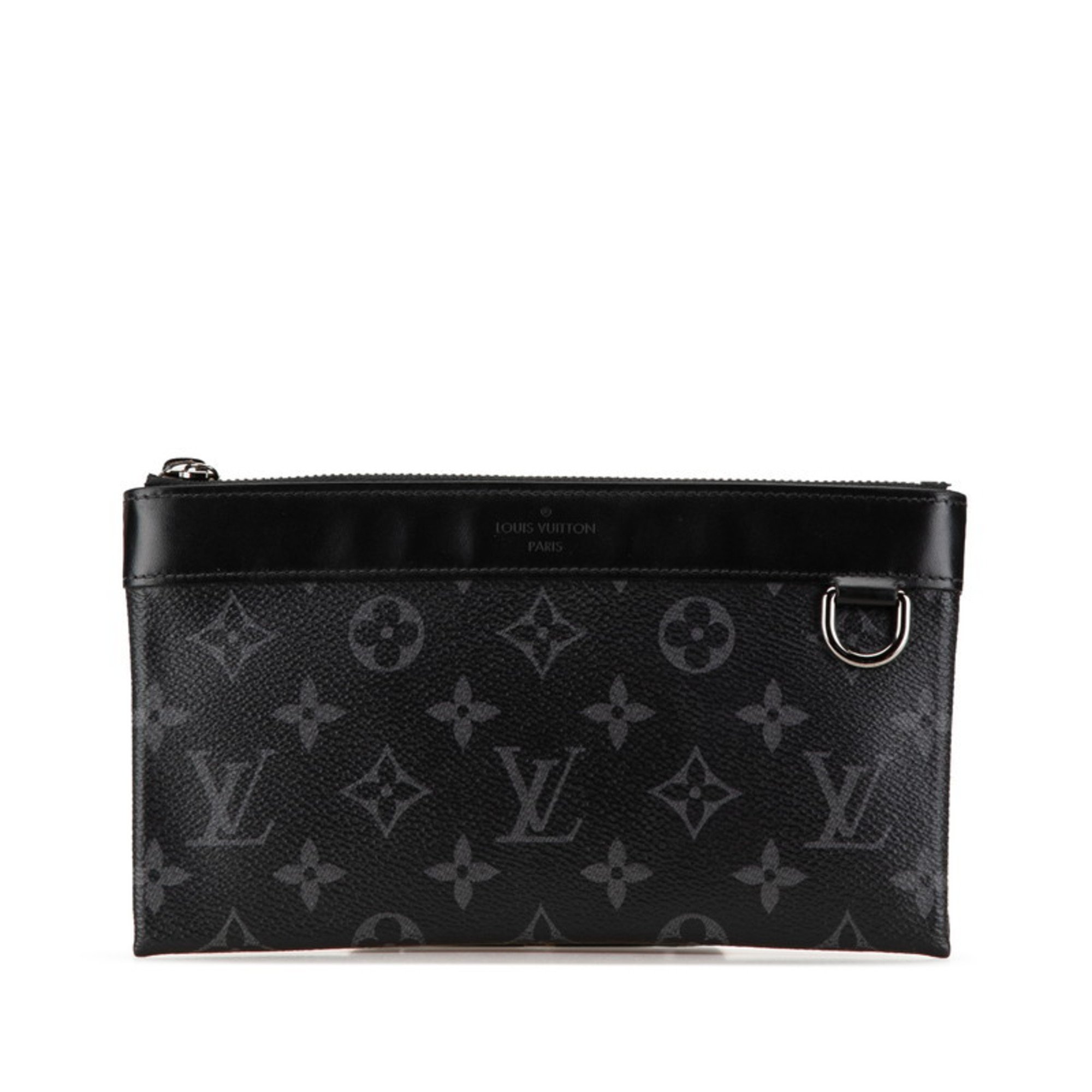 Louis Vuitton Monogram Eclipse Pochette Discovery PM Pouch M44323 Black PVC Leather Women's LOUIS VUITTON