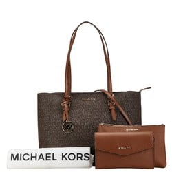 Michael Kors Signature Tote Bag Shoulder 35F3GCFT9T Brown Leather Women's