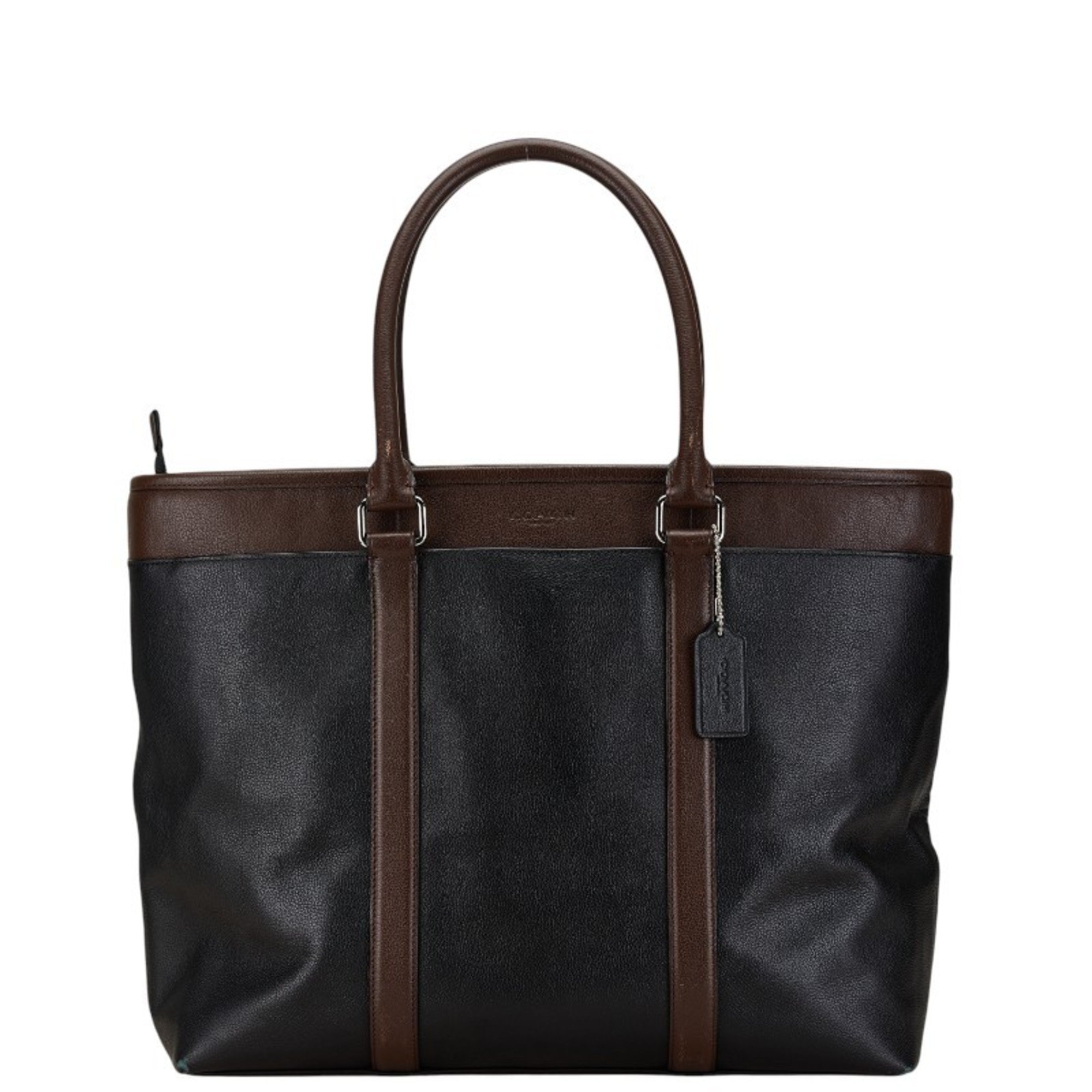 Coach Tote Bag F54758 Black Brown Leather Men's COACH