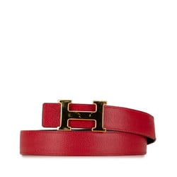 Hermes H Belt Constance Red Black Leather Women's HERMES