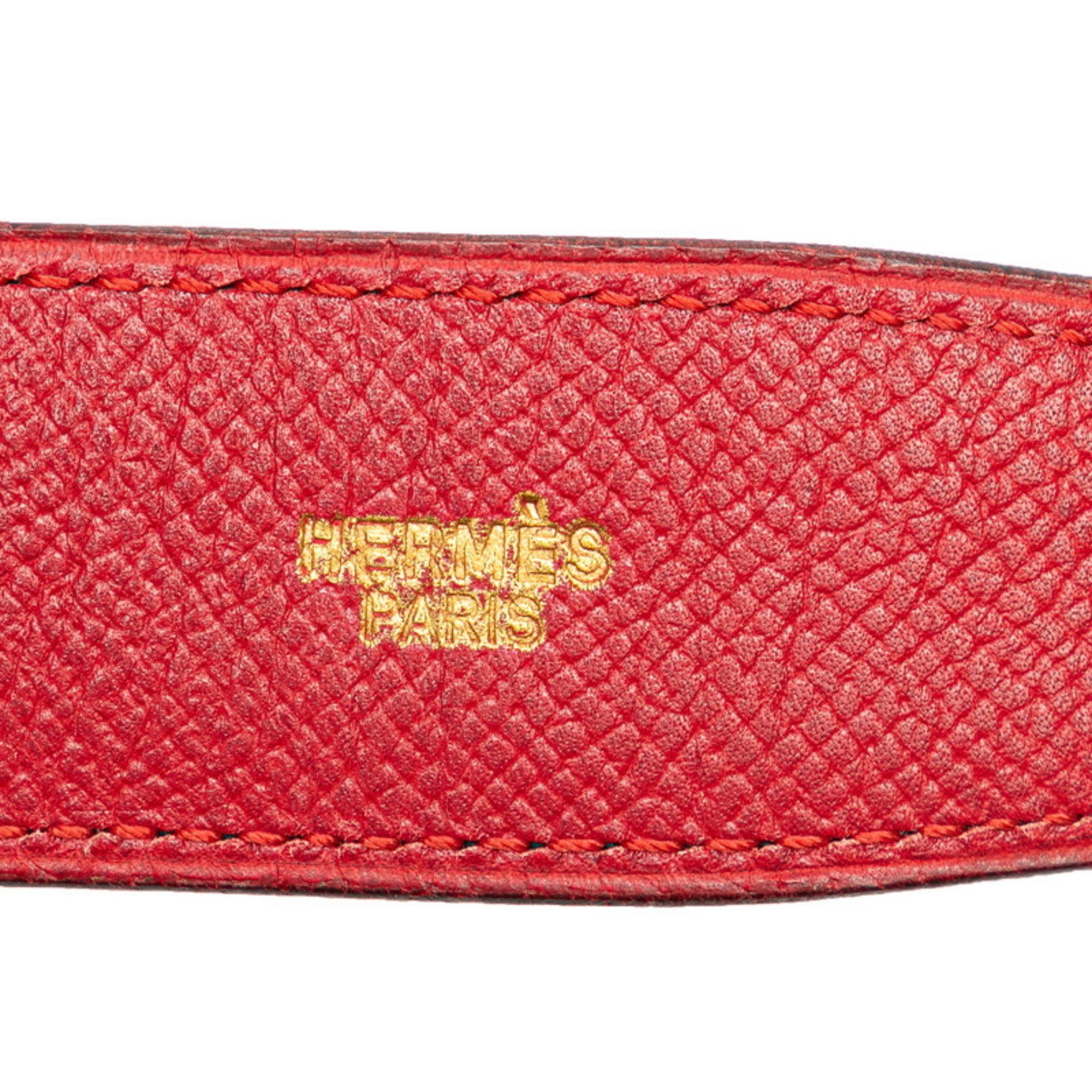 Hermes H Belt Constance Red Black Leather Women's HERMES