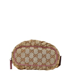 Gucci GG Canvas Ribbon Heart Motif Pouch 308729 Beige Pink Leather Women's GUCCI