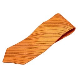 Hermes Stitched Tie Orange Brown Silk Men's HERMES