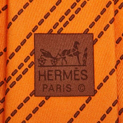 Hermes Stitched Tie Orange Brown Silk Men's HERMES