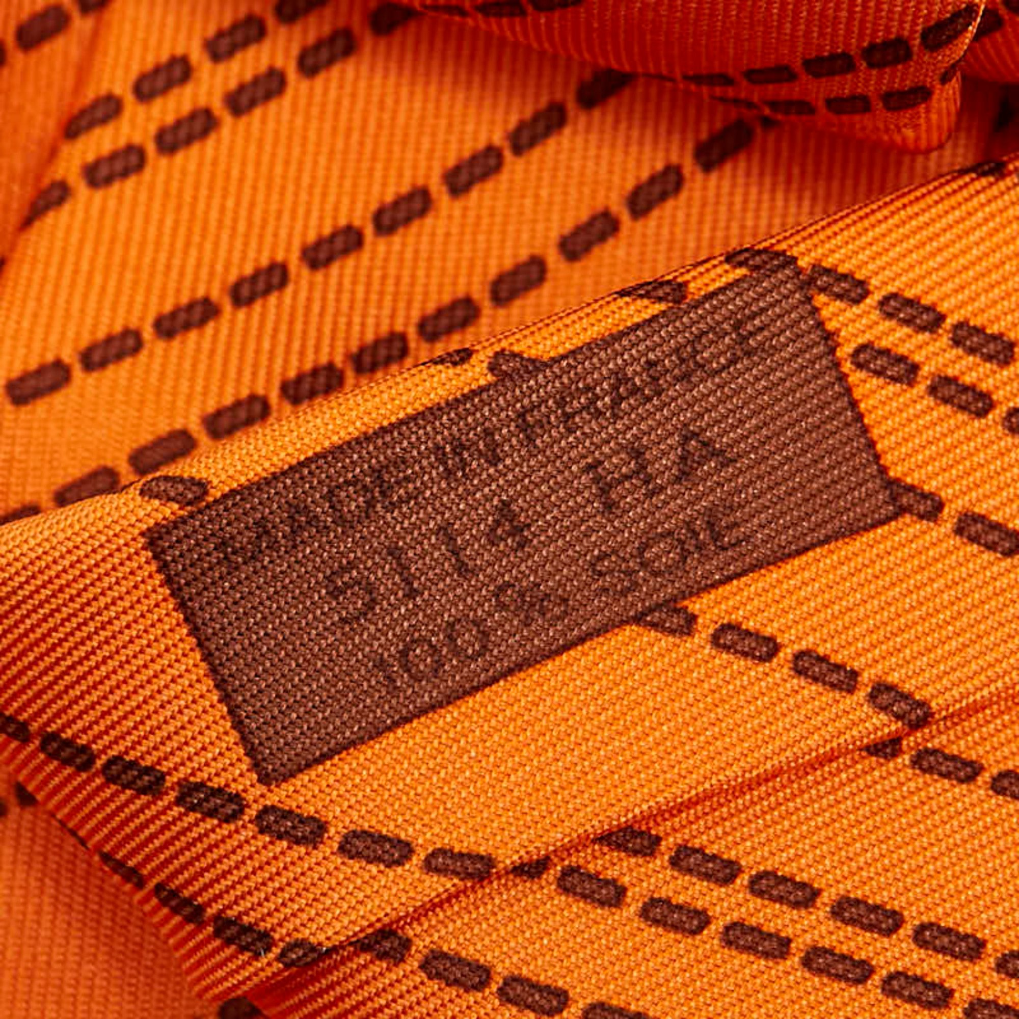 Hermes Stitched Tie Orange Brown Silk Men's HERMES