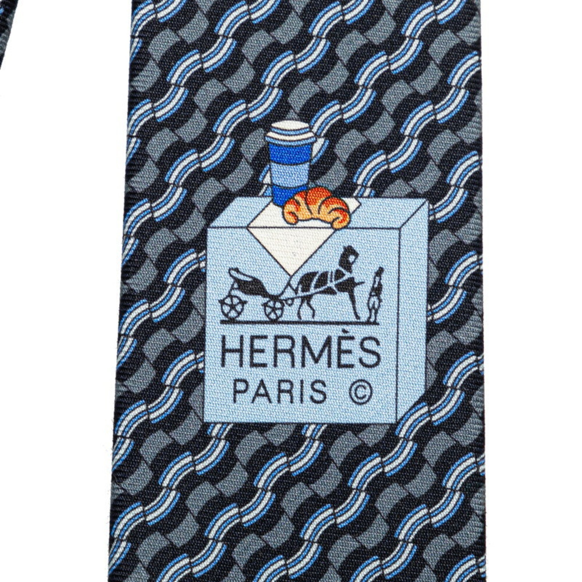 Hermes Coffee Cups Cup Tie 645930 Blue Silk Women's HERMES