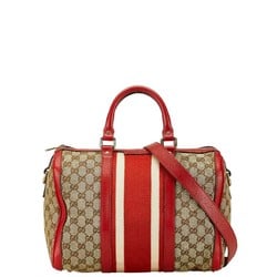 Gucci GG Canvas Sherry Line Boston Bag Shoulder 247205 Beige Red Leather Women's GUCCI