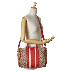 Gucci GG Canvas Sherry Line Boston Bag Shoulder 247205 Beige Red Leather Women's GUCCI