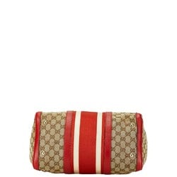 Gucci GG Canvas Sherry Line Boston Bag Shoulder 247205 Beige Red Leather Women's GUCCI