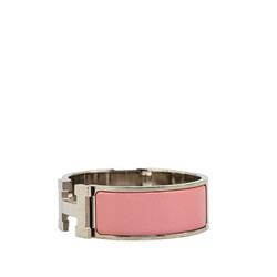 Hermes Click Crack GM Bangle Silver Pink Metal Women's HERMES