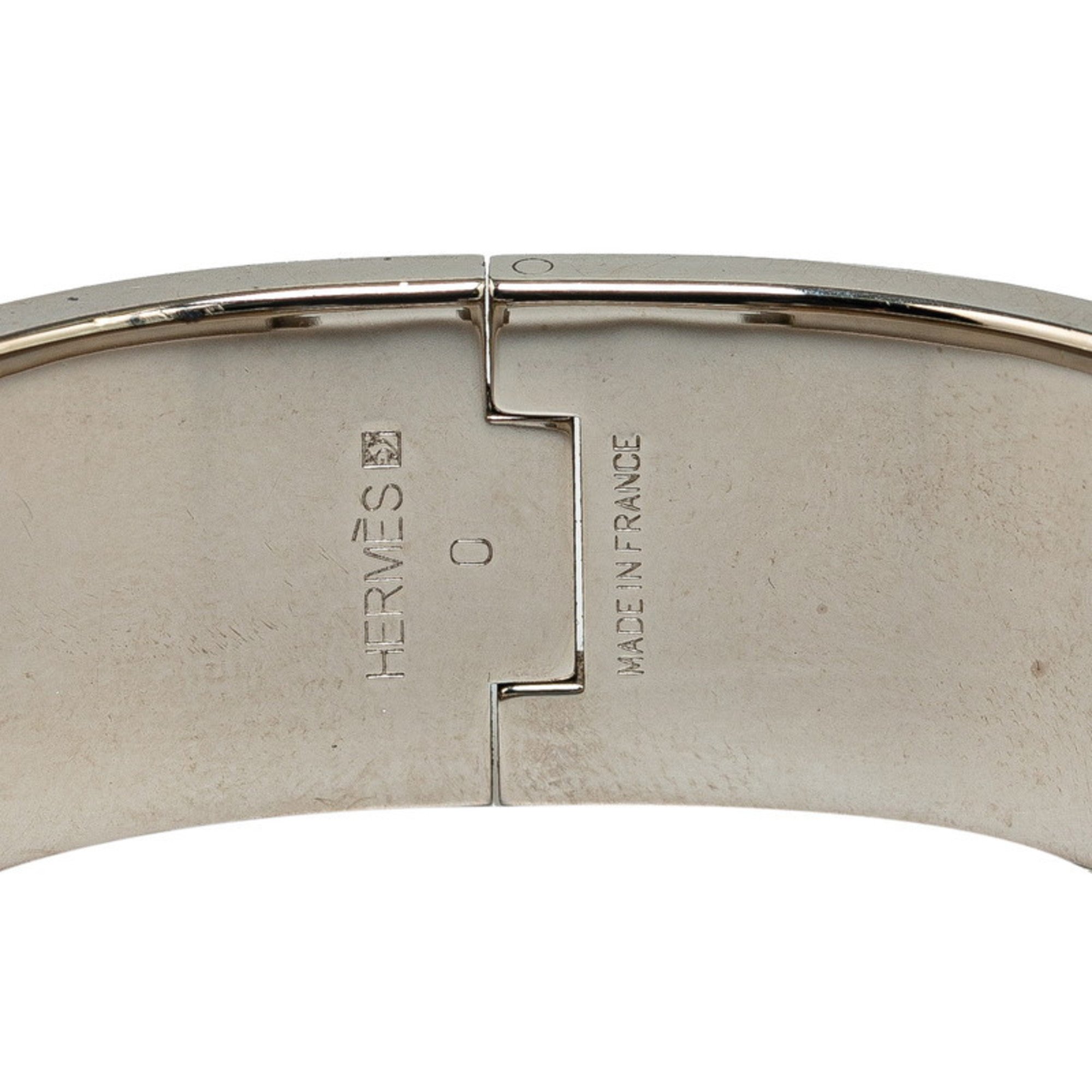 Hermes Click Crack GM Bangle Silver Pink Metal Women's HERMES