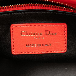 Christian Dior Dior Lady 2016 Sequin Satchel Bag Handbag Shoulder Orange Leather Women's