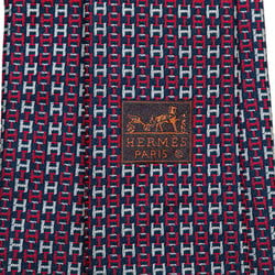 Hermes H Pattern Necktie Blue Red Silk Women's HERMES