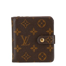 Louis Vuitton Monogram Compact Zip Bi-fold Wallet M61667 Brown PVC Leather Women's LOUIS VUITTON