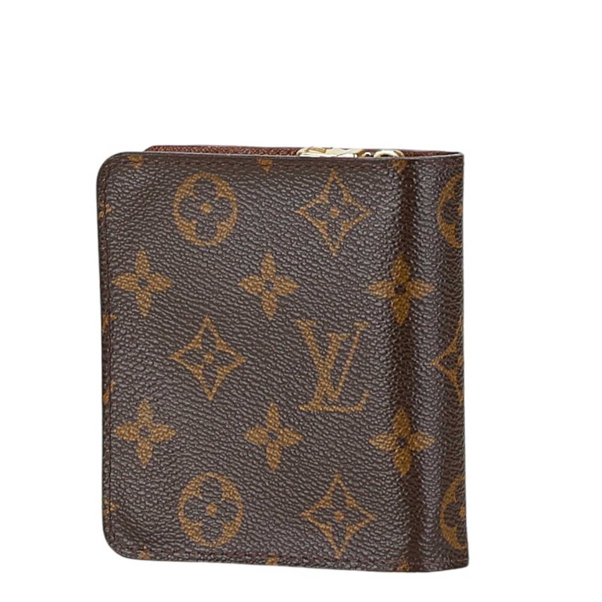 Louis Vuitton Monogram Compact Zip Bi-fold Wallet M61667 Brown PVC Leather Women's LOUIS VUITTON