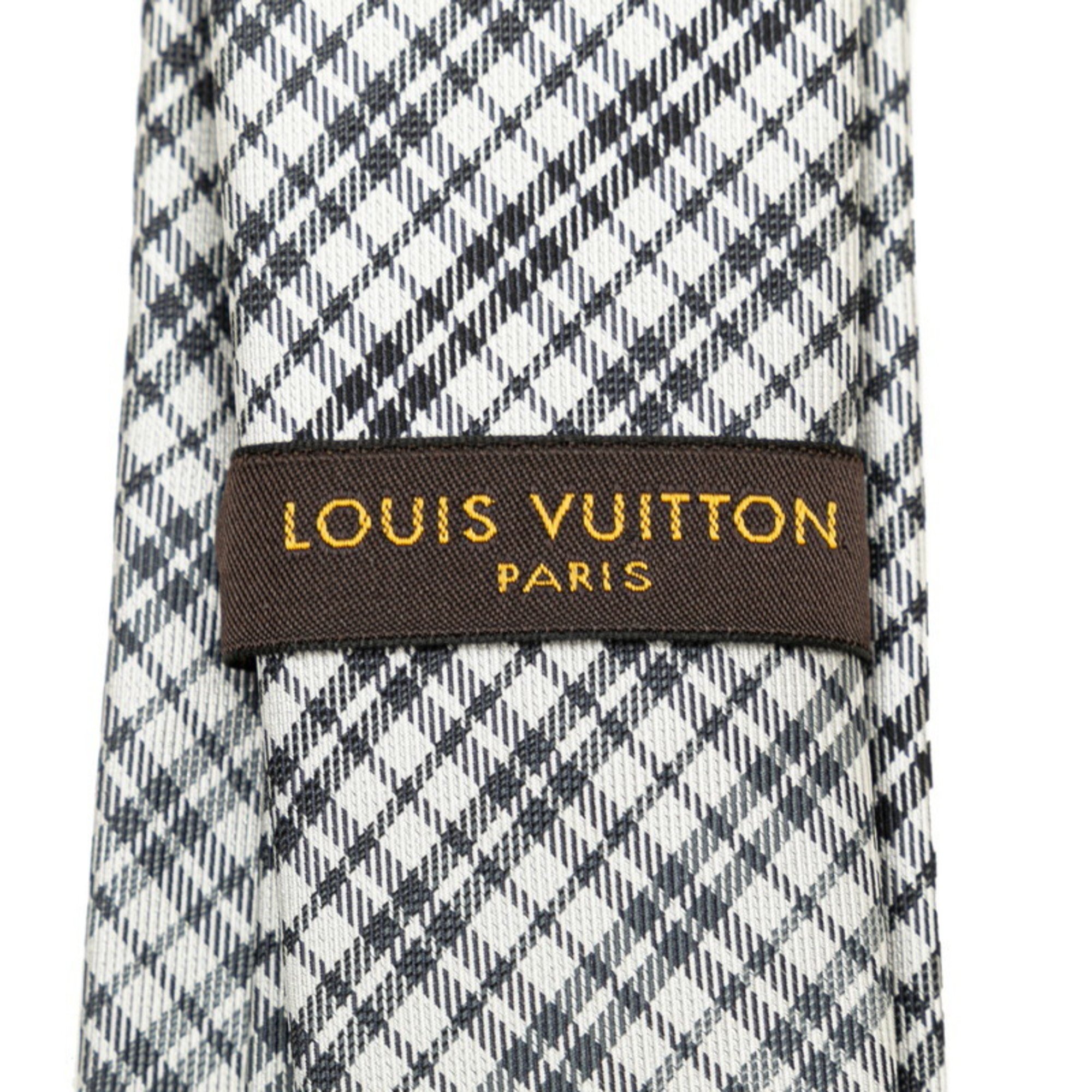 Louis Vuitton Cravat Madras Check Gradient Necktie M75626 Navy Grey Silk Men's LOUIS VUITTON