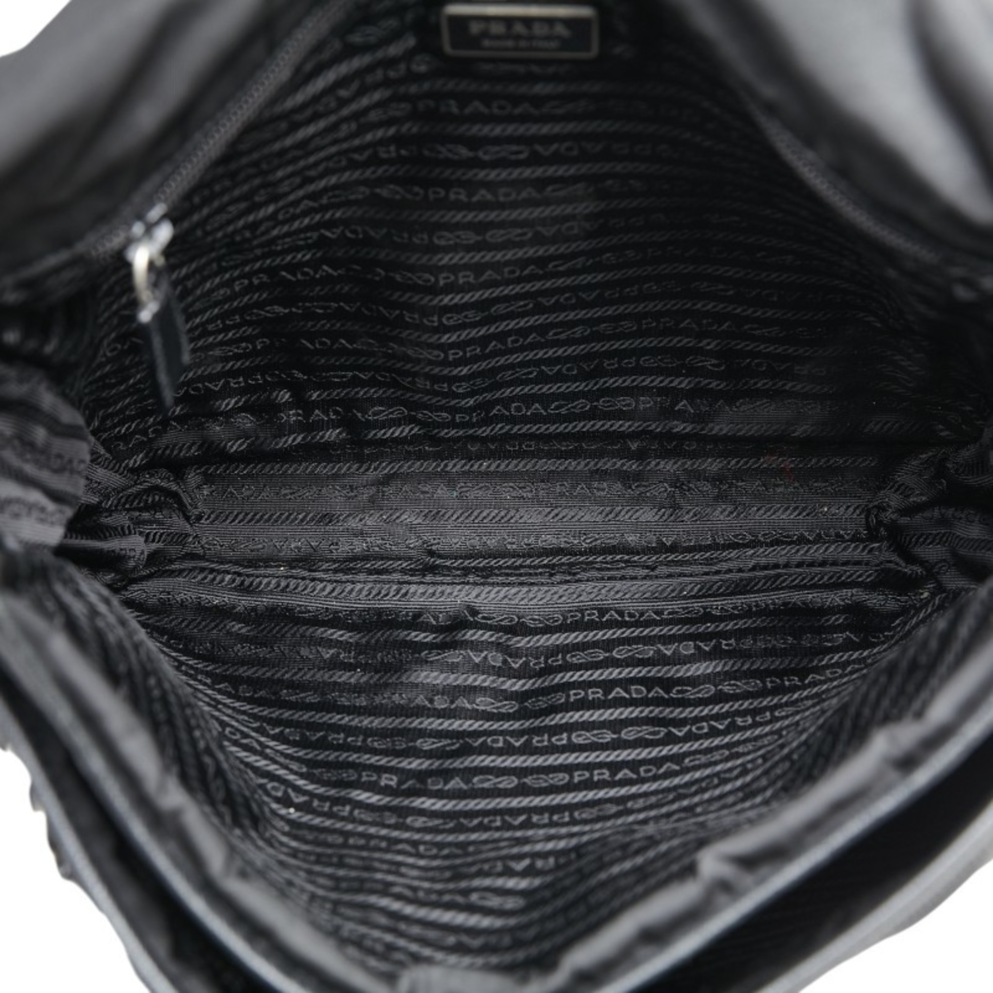 Prada Triangle Plate Shoulder Bag Black Nylon Leather Women's PRADA