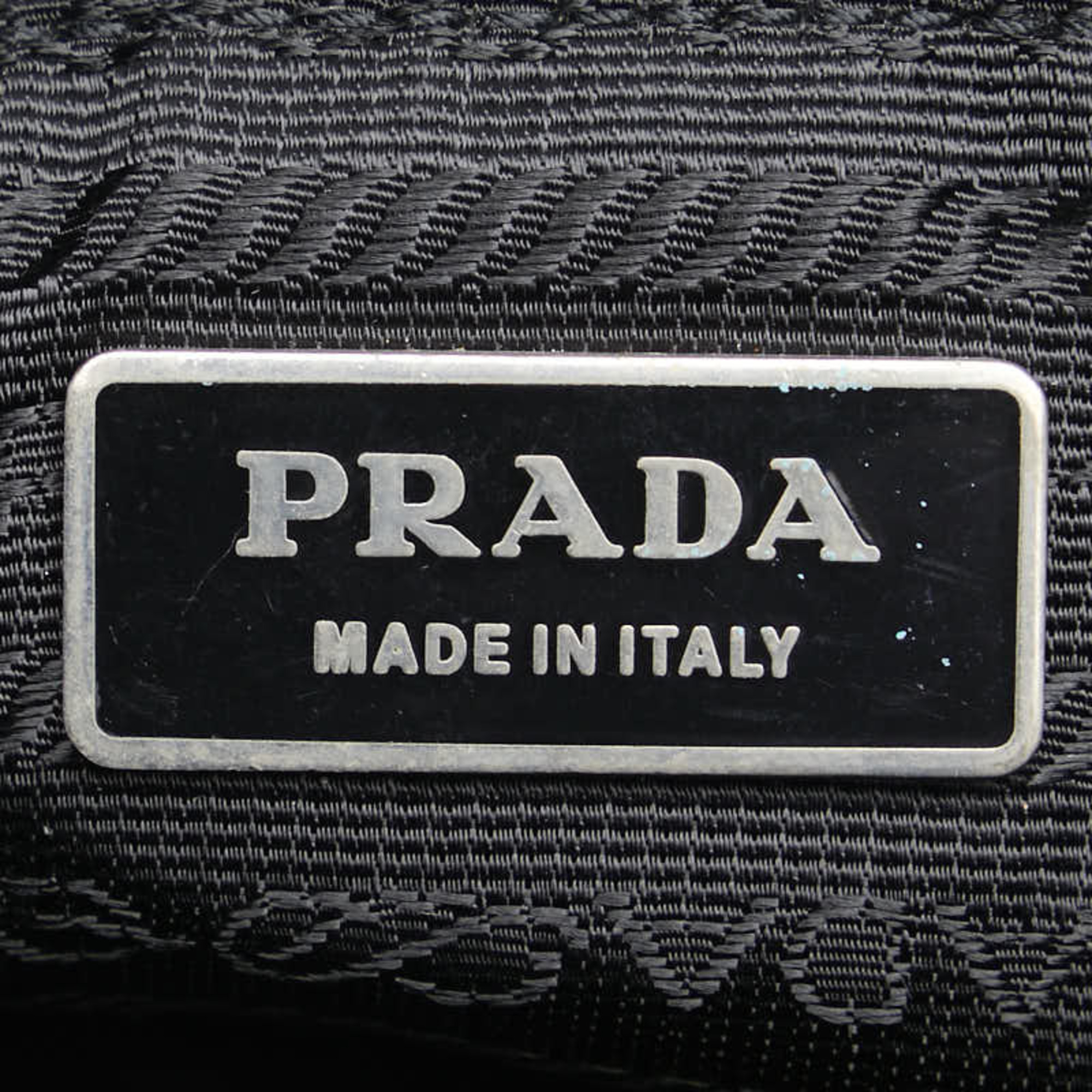 Prada Triangle Plate Shoulder Bag Black Nylon Leather Women's PRADA