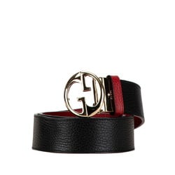 GUCCI Reversible Belt 80/32 450000 Black Red Leather Women's