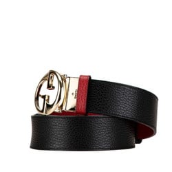 GUCCI Reversible Belt 80/32 450000 Black Red Leather Women's