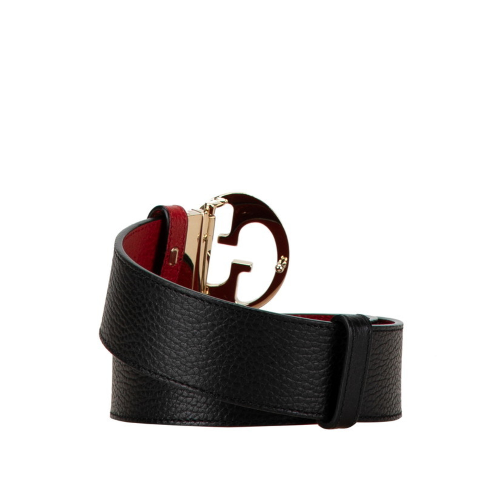 GUCCI Reversible Belt 80/32 450000 Black Red Leather Women's