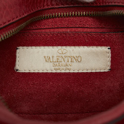 Valentino Studded Shoulder Bag Red Leather Women's