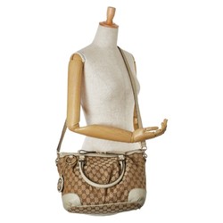 Gucci GG Canvas Handbag Shoulder Bag 247902 Beige White Leather Women's GUCCI