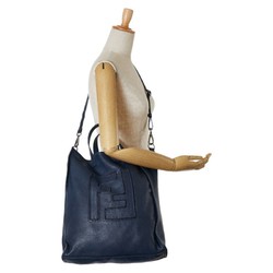 FENDI FF Tote Bag Shoulder 7VA245 Navy Leather Women's