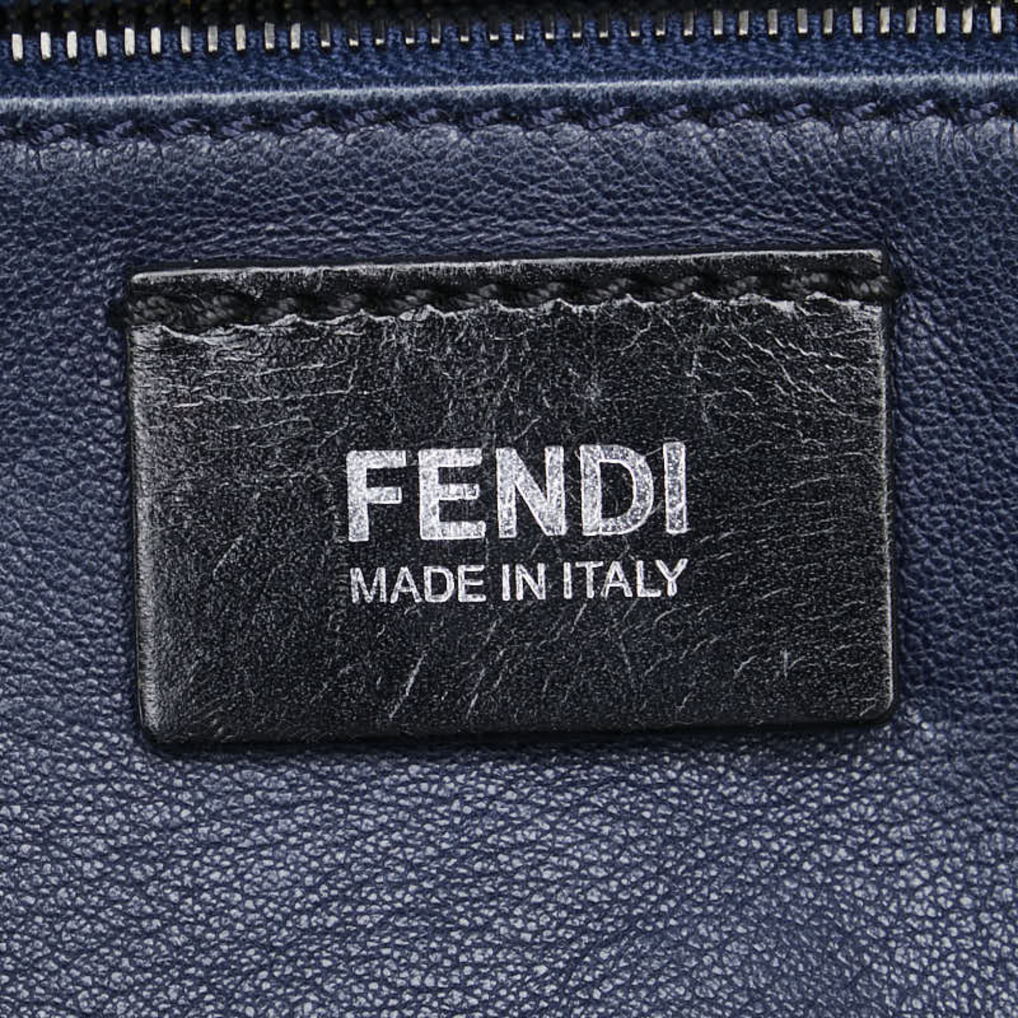 FENDI FF Tote Bag Shoulder 7VA245 Navy Leather Women's