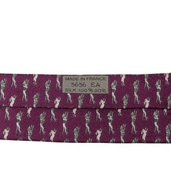 Hermes Dog Rabbit Tie Purple Silk Women's HERMES