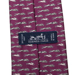 Hermes Dog Rabbit Tie Purple Silk Women's HERMES