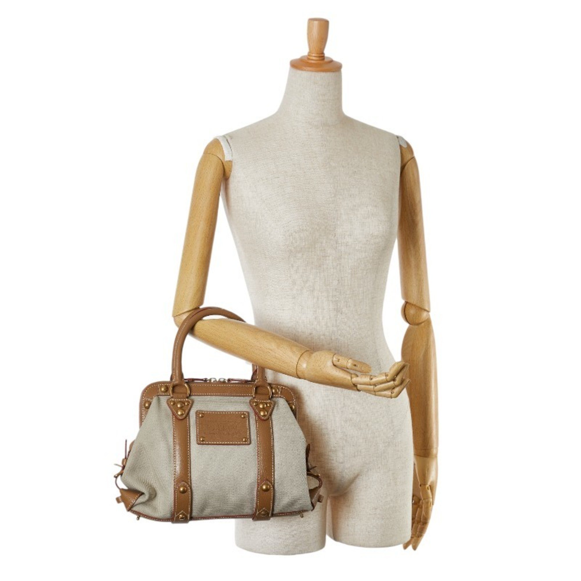 Louis Vuitton Toal Trianon Sac de Nuit PM Handbag M48827 Beige Gray Canvas Leather Women's LOUIS VUITTON