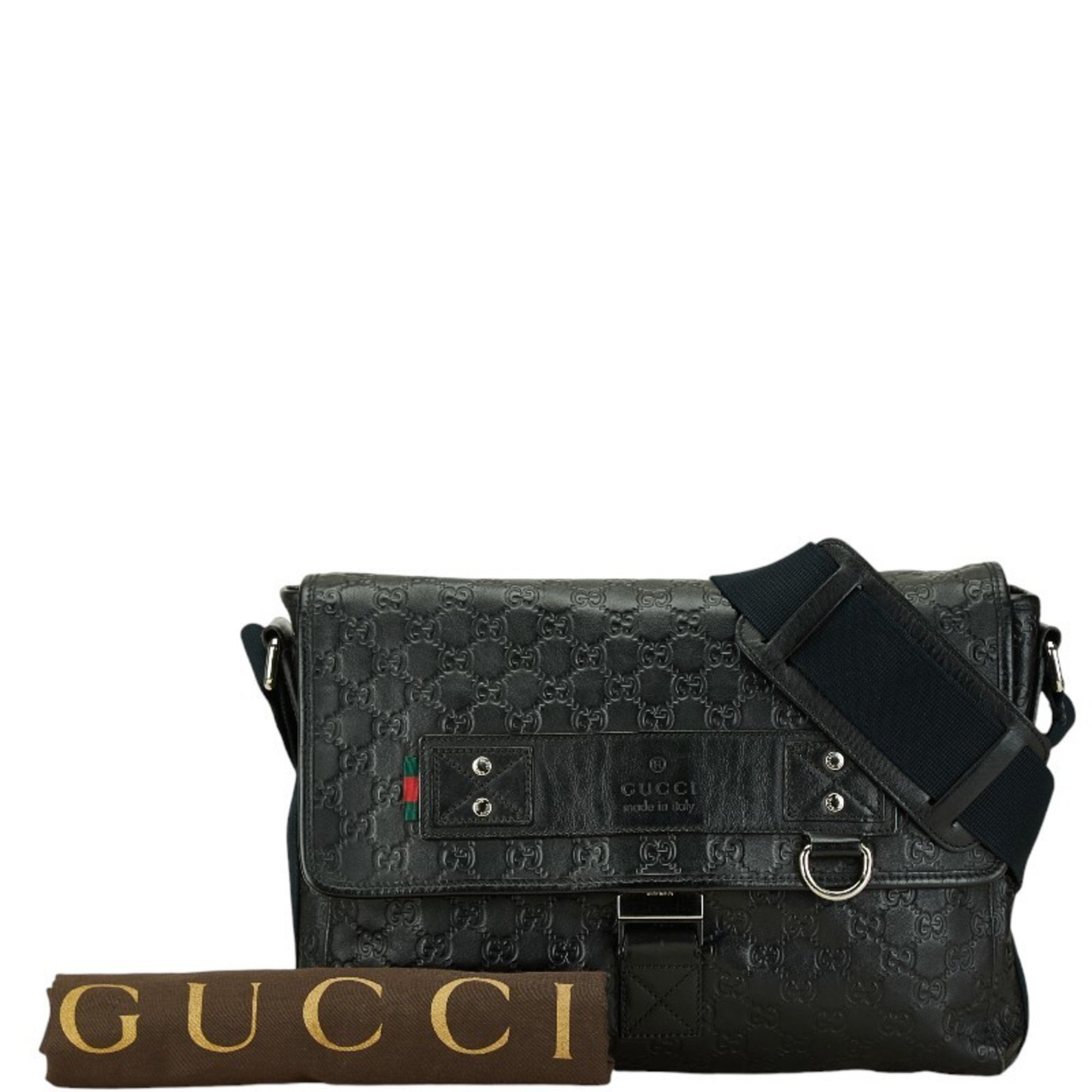 Gucci Guccissima Shoulder Bag 246067 Black Leather Women's GUCCI