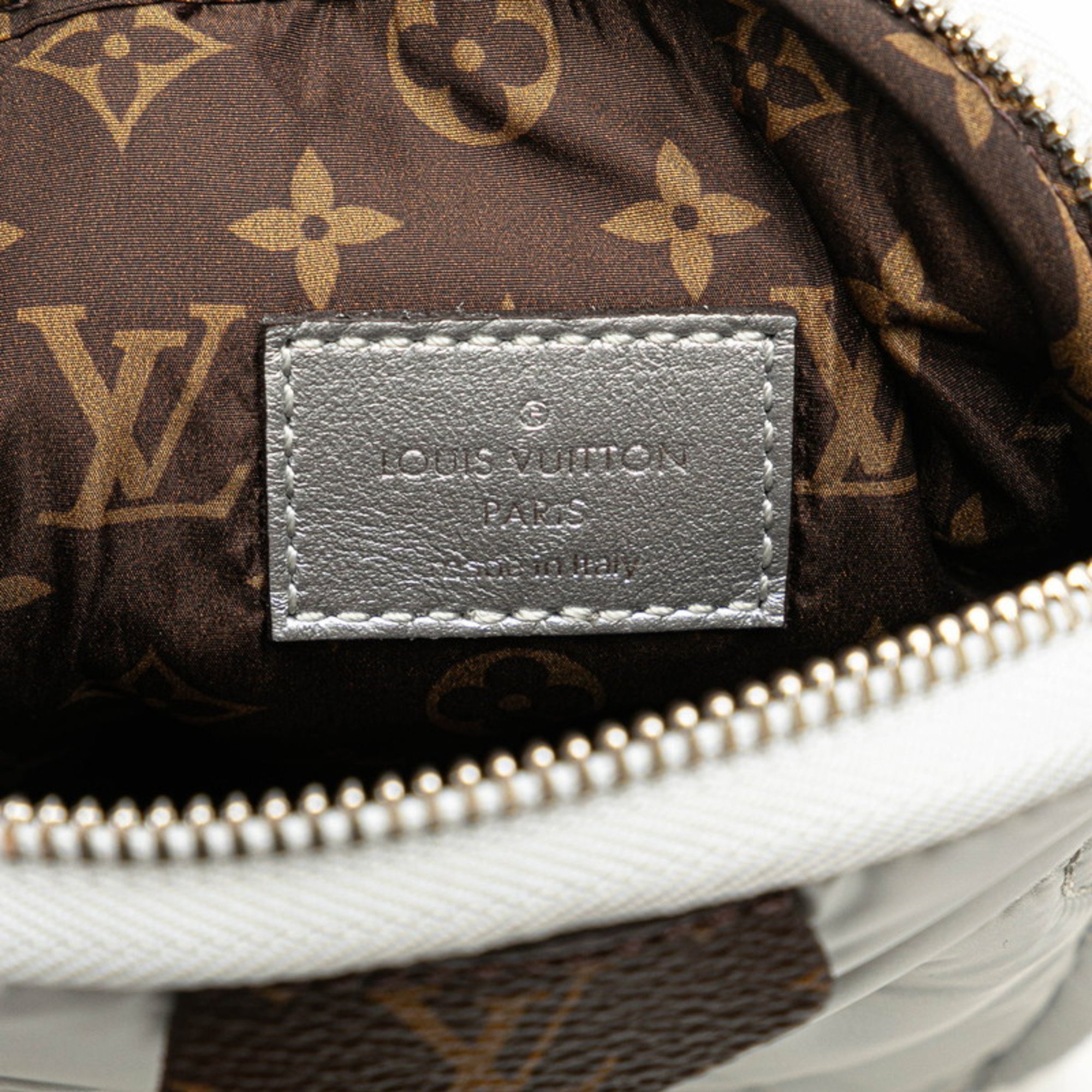 Louis Vuitton Monogram Pillow Phone Pouch Shoulder Bag M81716 Silver Brown Nylon Leather Women's LOUIS VUITTON