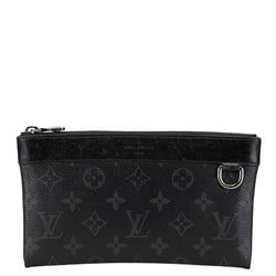 Louis Vuitton Monogram Eclipse Pochette Discovery PM Pouch M44323 Black PVC Leather Men's LOUIS VUITTON