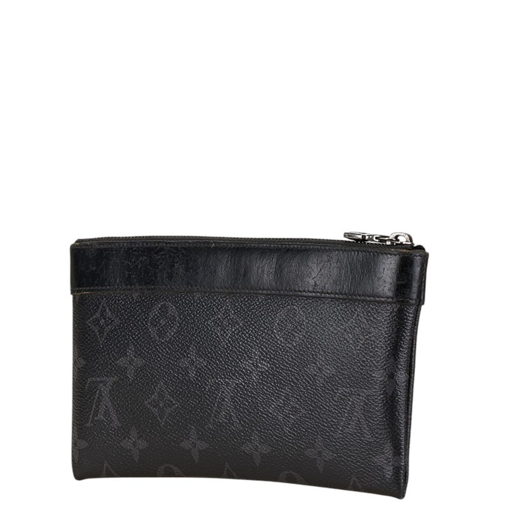 Louis Vuitton Monogram Eclipse Pochette Discovery PM Pouch M44323 Black PVC Leather Men's LOUIS VUITTON