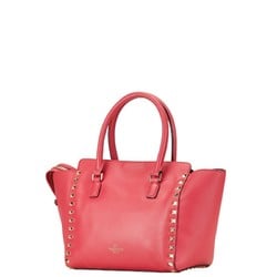 Valentino Roman Studs Handbag Shoulder Bag Pink Leather Women's