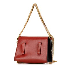 Givenchy GV3 Nano Chain Handbag Shoulder Bag Red Black Leather Suede Women's